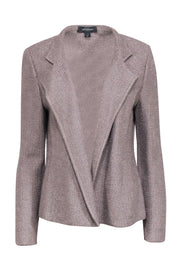 Current Boutique-St. John - Taupe Open Front Knit Jacket w/ Metallic Threading Sz 8