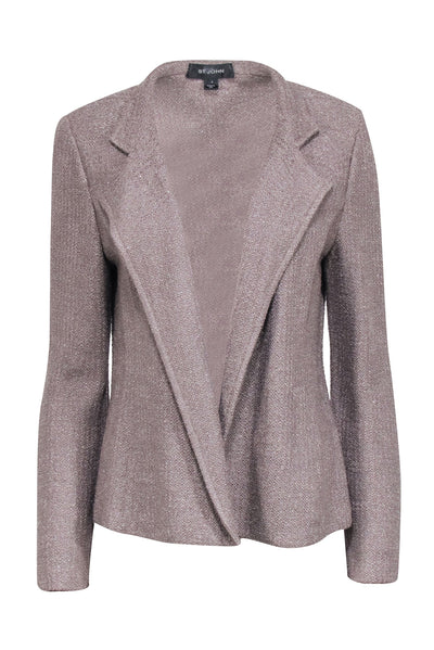 Current Boutique-St. John - Taupe Open Front Knit Jacket w/ Metallic Threading Sz 8