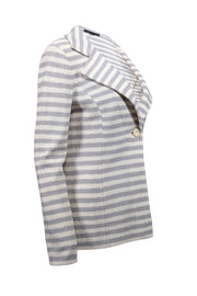 Current Boutique-St. John - White & Grey Striped Knit Jacket Sz 8