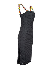 Current Boutique-Staud - Black Citrus Lace Midi Dress w/ Glass Beaded Straps Sz 2