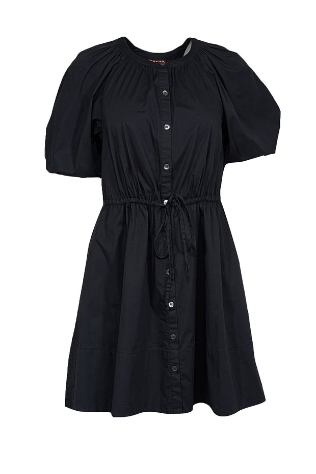 Current Boutique-Staud - Black Cotton Poplin Button Up Puff Sleeve Dress Sz XS