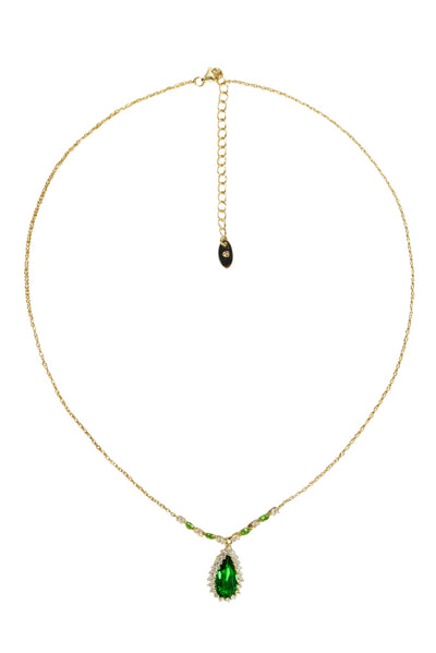 Current Boutique-Stauer - Green & Gold Helenite Teardrop Necklace