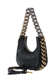 Current Boutique-Stella McCartney - Black "Frayme" Rhinestone Vegan Leather Crossbody Bag