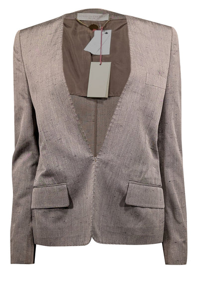 Current Boutique-Stella McCartney - Grey Silk Collarless Blazer Sz 6