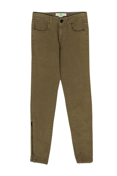 Current Boutique-Stella McCartney - Olive Green Skinny Leg Zipper Detail Jeans Sz 0