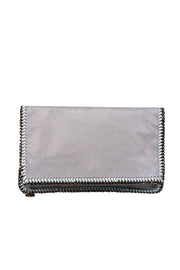 Current Boutique-Stella McCartney - Pale Blue Vegetarian Suede Falabella Fold Over Clutch