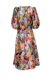 Current Boutique-Stine Goya - Peach & Multi Color Print Puff Sleeve Dress Sz XS