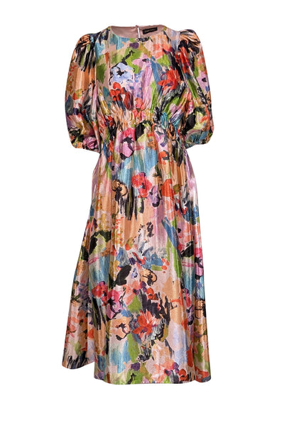 Current Boutique-Stine Goya - Peach & Multi Color Print Puff Sleeve Dress Sz XS