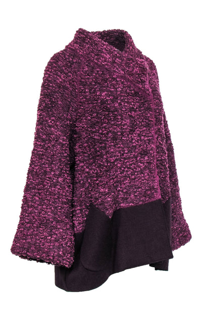 Current Boutique-Stizzoli - Purple Textured Knit Wrap Jacket Sz 16