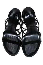 Current Boutique-Stuart Weitzman - Black Braided Strappy Sandal Heels Sz 8