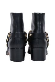 Current Boutique-Stuart Weitzman - Black Leather Ankle Detail Short Boots Sz 8.5