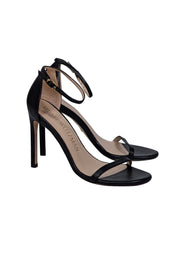 Current Boutique-Stuart Weitzman - Black Leather Open Toe Heels Sz 7.5