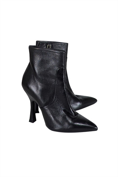 Current Boutique-Stuart Weitzman - Black Leather Pointed Toe Short Boots Sz 6