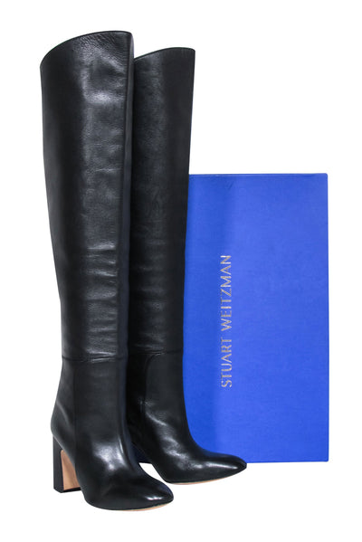 Current Boutique-Stuart Weitzman - Black Leather Tall Boots Sz