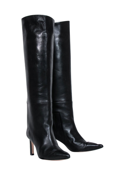 Current Boutique-Stuart Weitzman - Black Leather Tall Boots w/ Stiletto Heel Sz 6