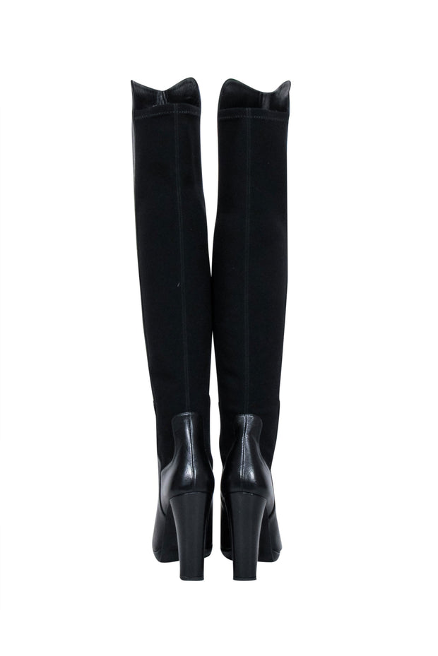 Current Boutique-Stuart Weitzman - Black Leather Tall Heel Boots Sz 8
