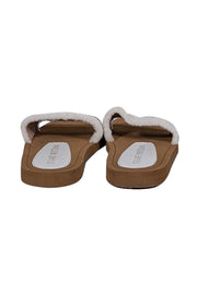 Current Boutique-Stuart Weitzman - Brown Leather & White Shearling Slide Sandals Sz 8