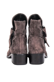 Current Boutique-Stuart Weitzman - Brown Suede Double Buckle Short Boots Sz 6