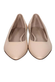 Current Boutique-Stuart Weitzman - Cream Patent Leather Pointed-Toe Flats Sz 5