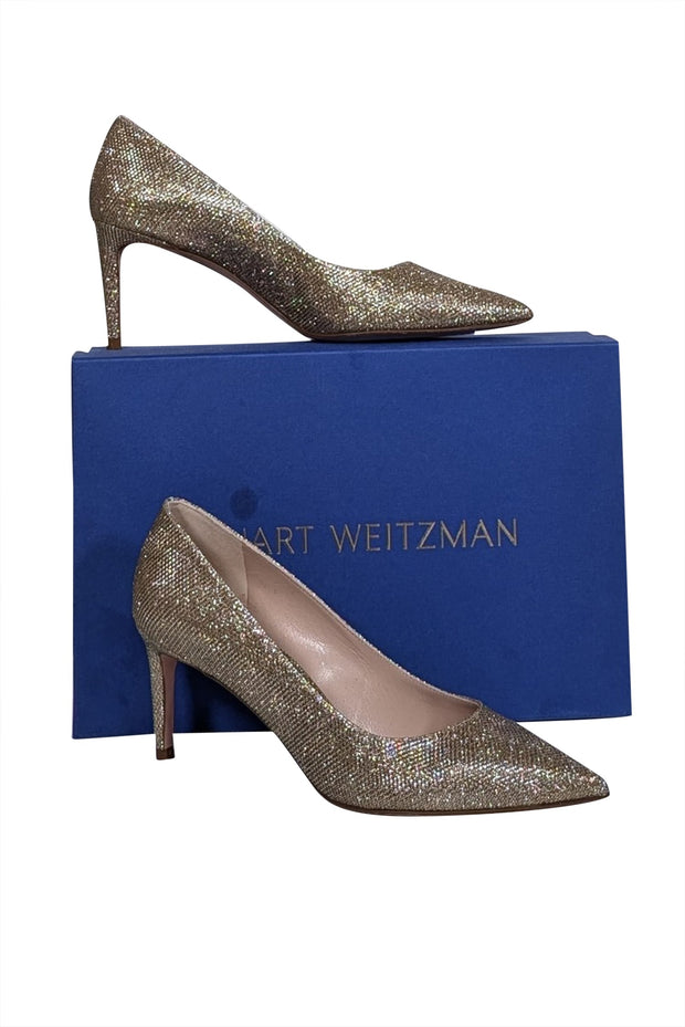 Current Boutique-Stuart Weitzman - Gold Sparkly Pointed Toe Pumps Sz 7.5