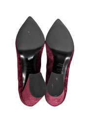 Current Boutique-Stuart Weitzman - Maroon Textured Velvet Block Heel Sz 7.5