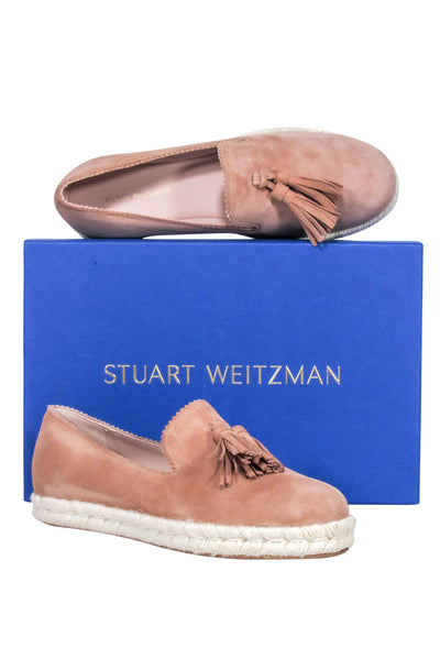 Current Boutique-Stuart Weitzman - Pink Suede Flats w/ Fringe Front Sz 7.5