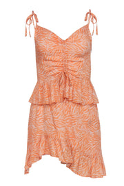 Current Boutique-Suboo - Orange & Lilac Print Sleeveless Ruffle Dress Sz S