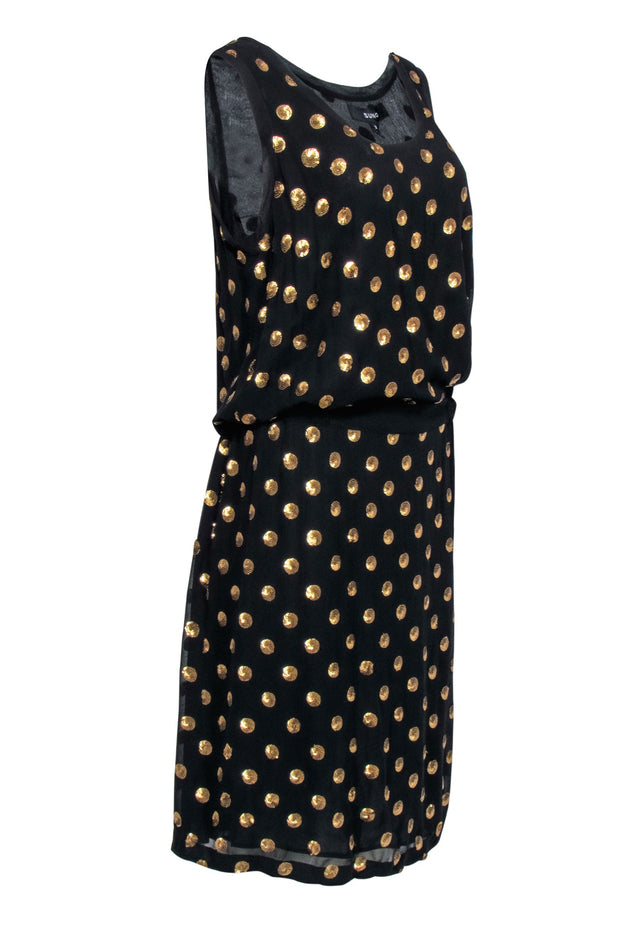 Current Boutique-Suno - Black Sleeveless w/ Gold Sequin Polka Dot Dress Sz 2 Size 2