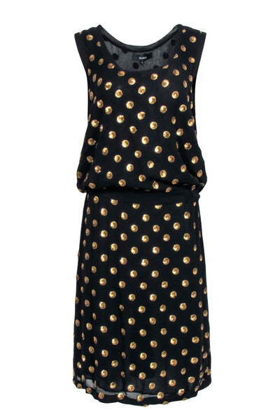 Current Boutique-Suno - Black Sleeveless w/ Gold Sequin Polka Dot Dress Sz 2 Size 2