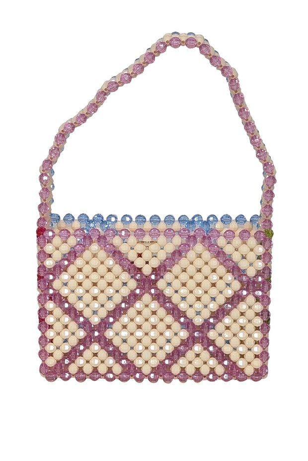 Current Boutique-Susan Alexandra - Ivory, Blue, & Lavender Beaded Mini Bag