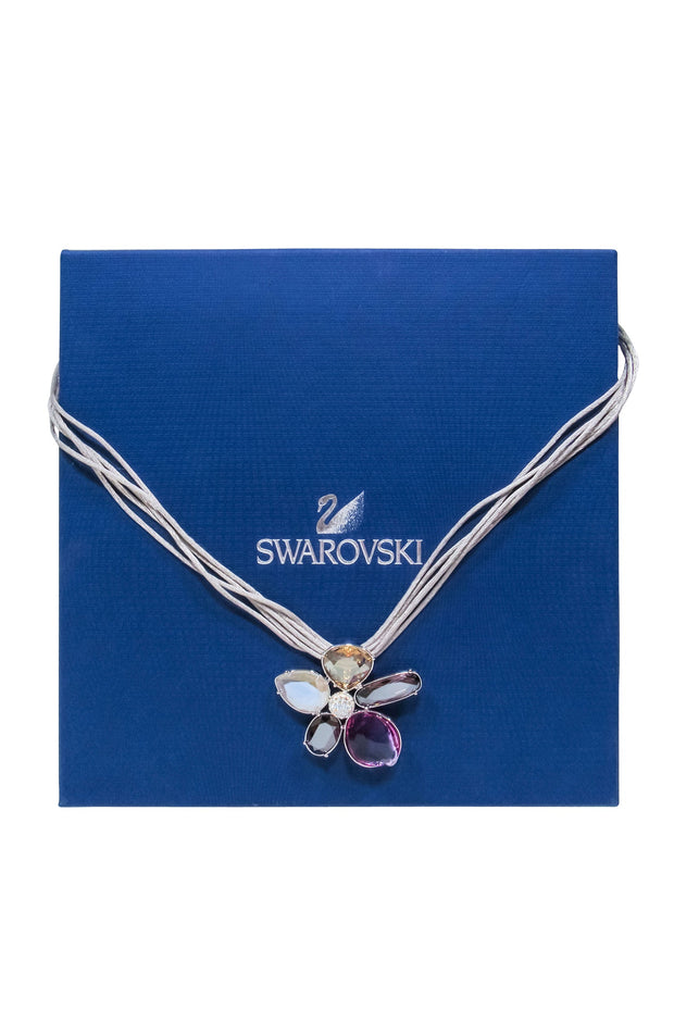 Swarovski Gema Layered Necklace, Flower, White, Rhodium Plated 5644658 -  Four Seasons Jewelry