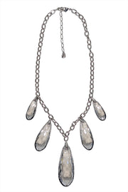 Current Boutique-Swarovski - Silver Chain Necklace w/ Large Teardrop Crystals