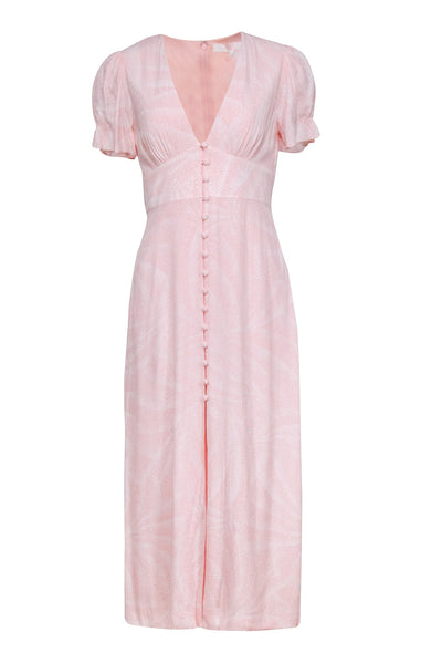 Current Boutique-TVF for DVF - Blush Pink Spotted Short Sleeve Maxi Dress Sz 4