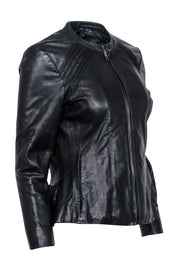 Current Boutique-Tahari - Black Genuine Lamb Leather Zipper Front Jacket Sz S