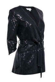 Current Boutique-Tahari - Black Sparkle Belted Blazer Sz M