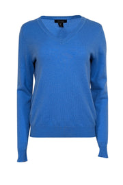 Current Boutique-Tahari - Blue Cashmere V-Neck Sweater Sz L