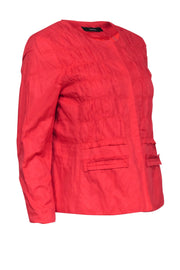 Current Boutique-Tahari - Deep Coral Snap Button Collarless Jacket Sz 8