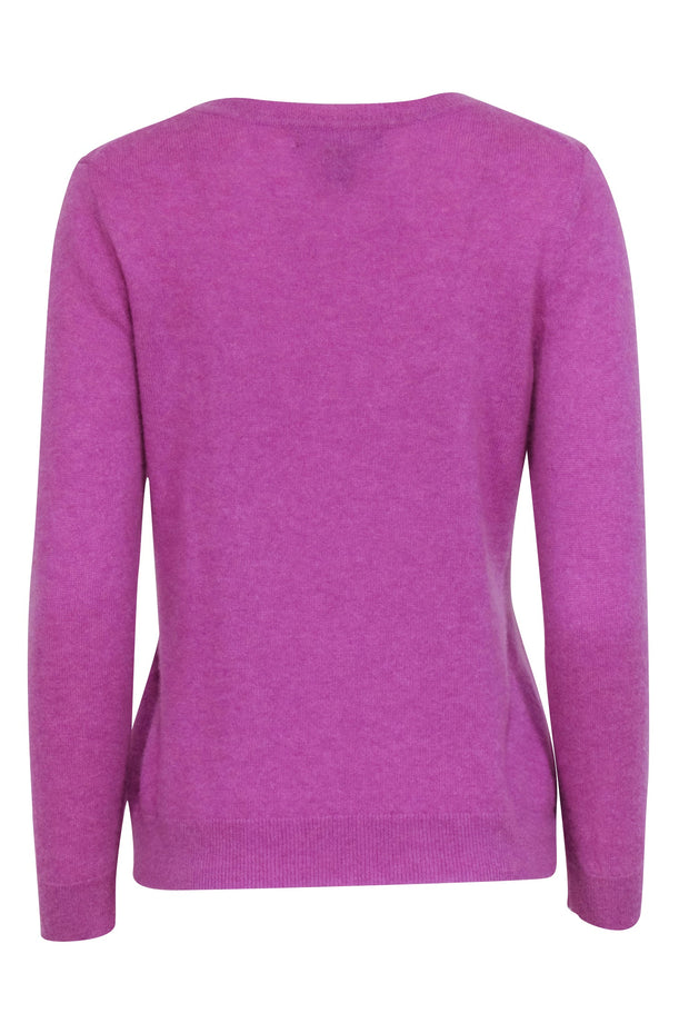 Current Boutique-Tahari - Purple Cashmere V-neck Sweater Sz L