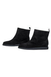 Current Boutique-Tamara Mellon - Black Suede & Shearling "Inside Edge" Ankle Boots Sz 11