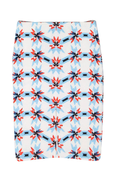 Current Boutique-Tanya Taylor - Ivory w/ Blue & Orange Print Detail Skirt Sz 8