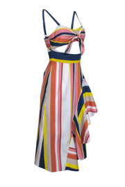 Current Boutique-Tanya Taylor - Navy Multicolored Striped Midi Dress Sz 0