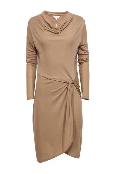Current Boutique-Ted Baker - Beige Ribbed Cowl Neckline Dress Sz 6