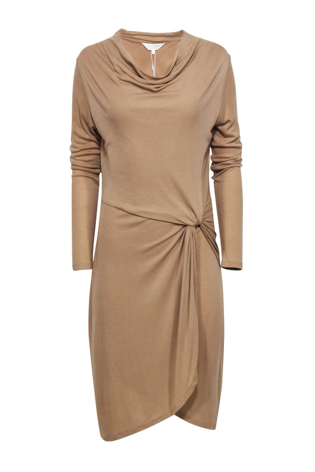 Current Boutique-Ted Baker - Beige Ribbed Cowl Neckline Dress Sz 6
