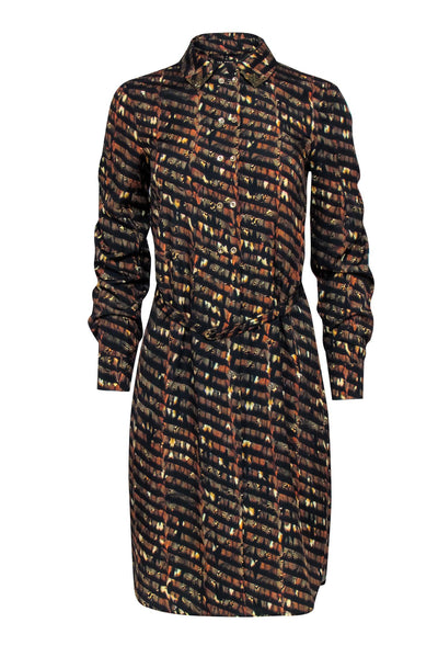 Current Boutique-Ted Baker - Black, Brown, & Orange Print Dress Sz 4