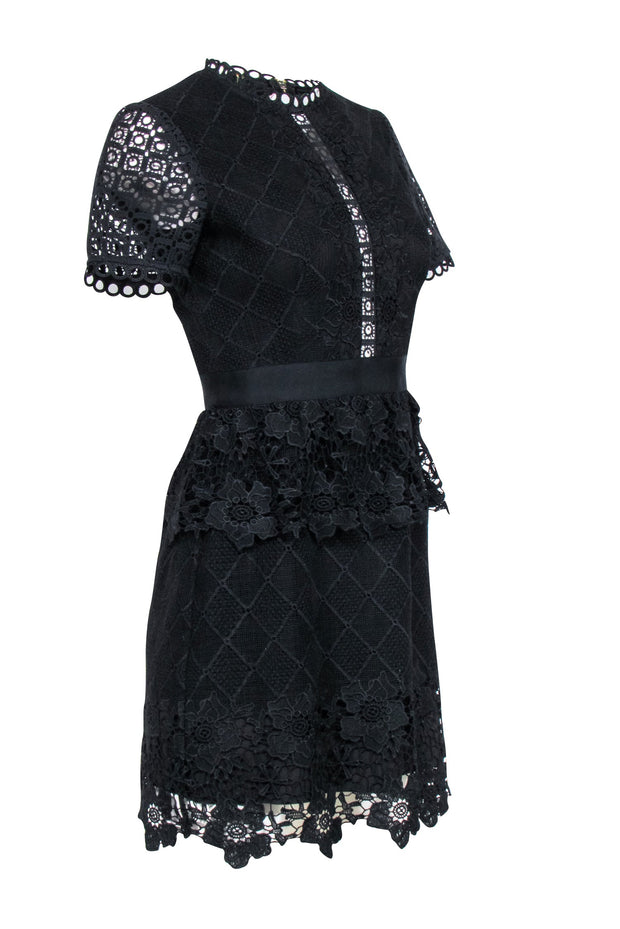 Current Boutique-Ted Baker - Black Layered Lace Skater "Dixa" Dress Sz 4