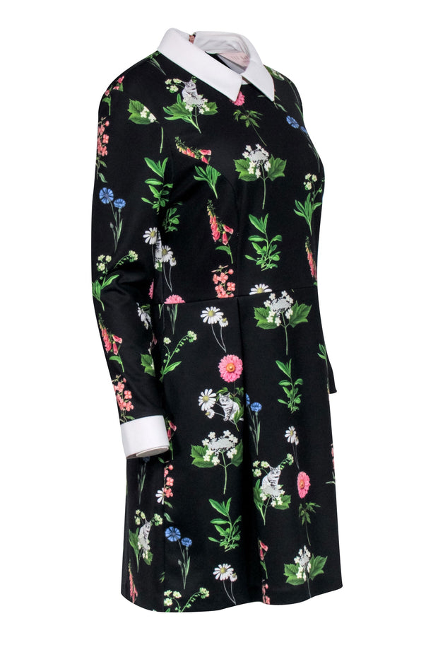 Current Boutique-Ted Baker - Black & Multi Color Floral Collared Dress Sz 10