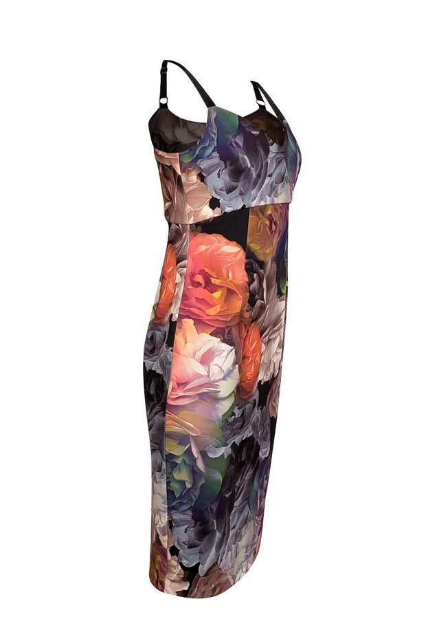 Current Boutique-Ted Baker - Black & Multi Color Floral Sleeveless Sheath Dress Sz 8