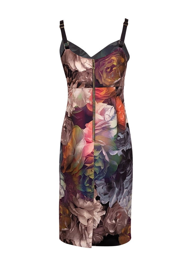 Current Boutique-Ted Baker - Black & Multi Color Floral Sleeveless Sheath Dress Sz 8