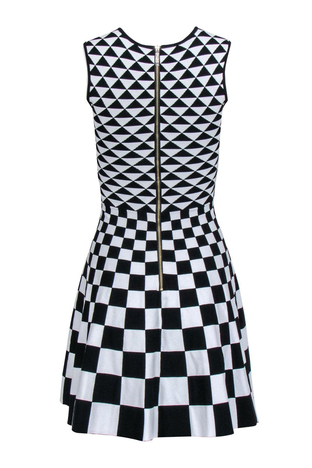 Current Boutique-Ted Baker - Black & White Checkered Knit Sleeveless Dress Sz 0