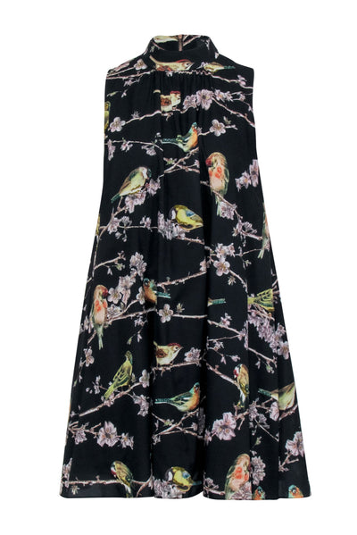 Current Boutique-Ted Baker - Black w/ Bird & Floral Print Detail Dress Sz 4